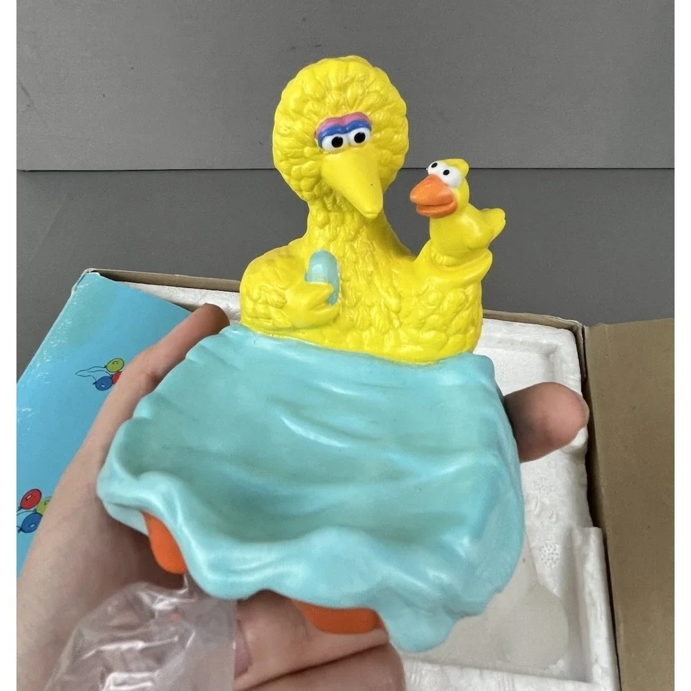 Sesame Street Big Bird Ceramic Soap Dish Toothbrush Holder And Cup Set Of 3 New
